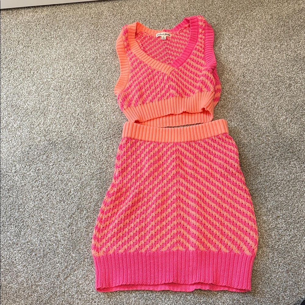For love and lemons jacinda Pink and Orange Knit Two-Piece Set